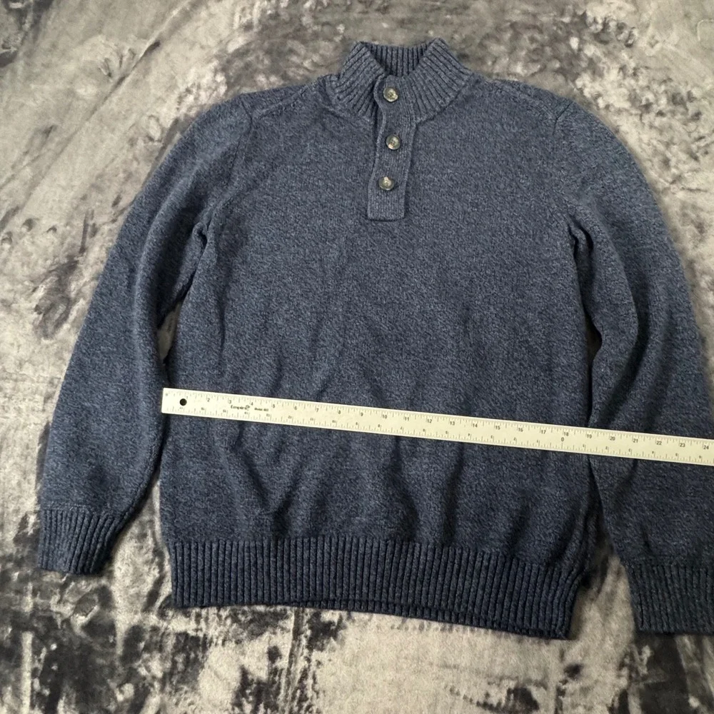 American Eagle Mock Neck Sweater Mens Large Blue Seriously Soft Button Placket